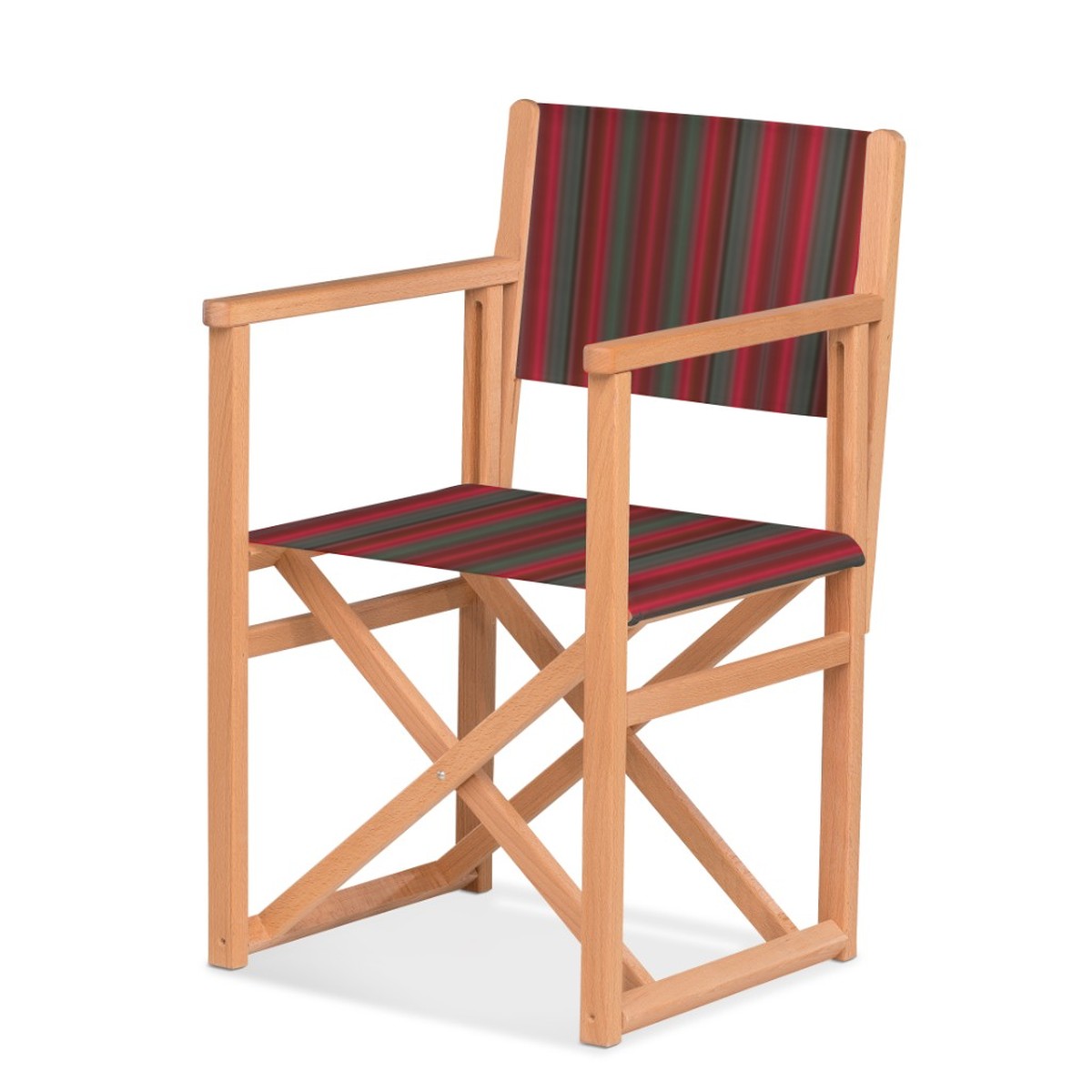 Fauteuil metteur en scène Mallorca — huile de lin, toile Rayé multicolore rouge 662
