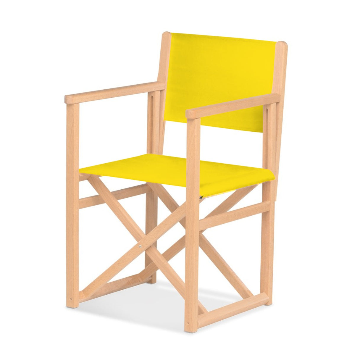 Fauteuil metteur en scène Mallorca — vernis naturel, toile Jaune 003