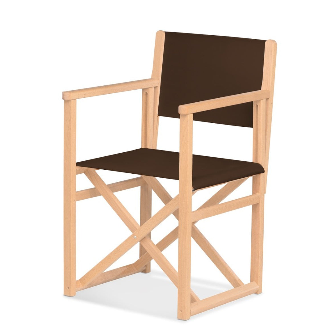 Fauteuil metteur en scène Mallorca — vernis naturel, toile Marron 005