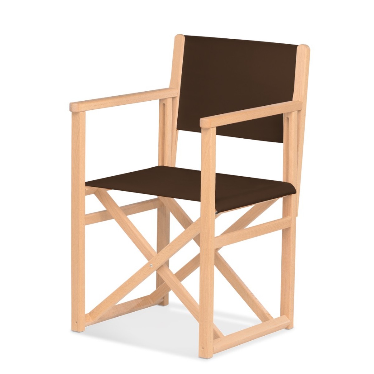 Fauteuil metteur en scène Mallorca — vernis naturel, toile Marron 005