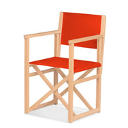 Fauteuil metteur en scène Mallorca — vernis naturel, toile Rouge vif 040