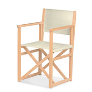 Fauteuil metteur en scène Mallorca — vernis naturel, toile Écru 061