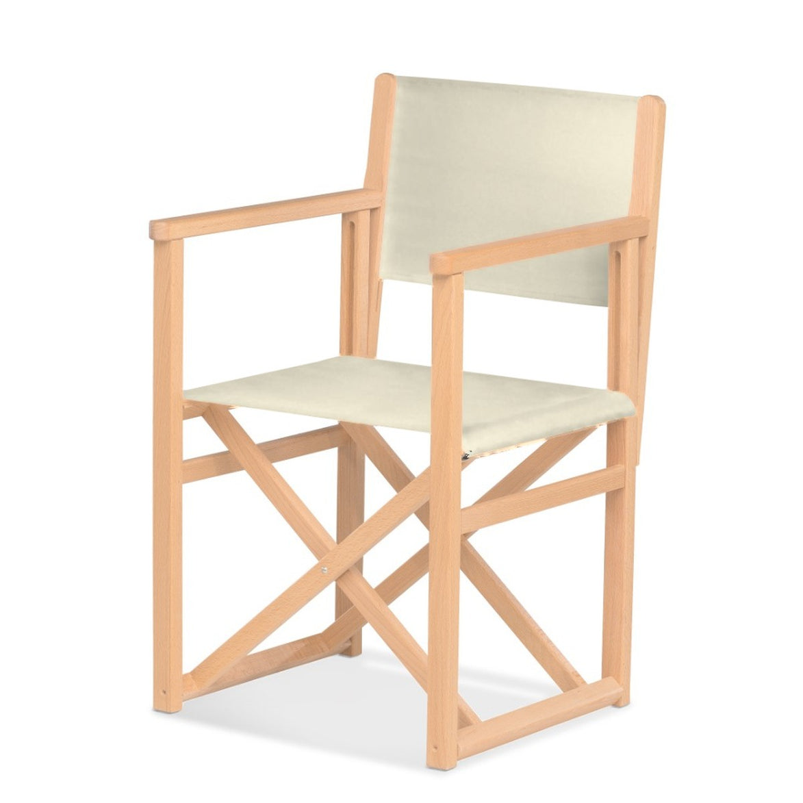 Fauteuil metteur en scène Mallorca — vernis naturel, toile Écru 061
