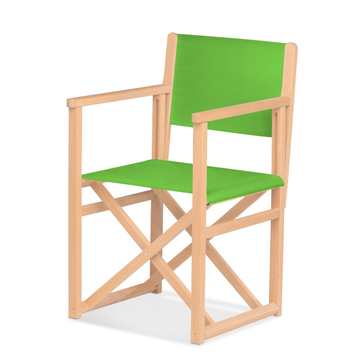 Fauteuil metteur en scène Mallorca — vernis naturel, toile Vert pistache 064