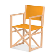 Fauteuil metteur en scène Mallorca — vernis naturel, toile Mandarine 066