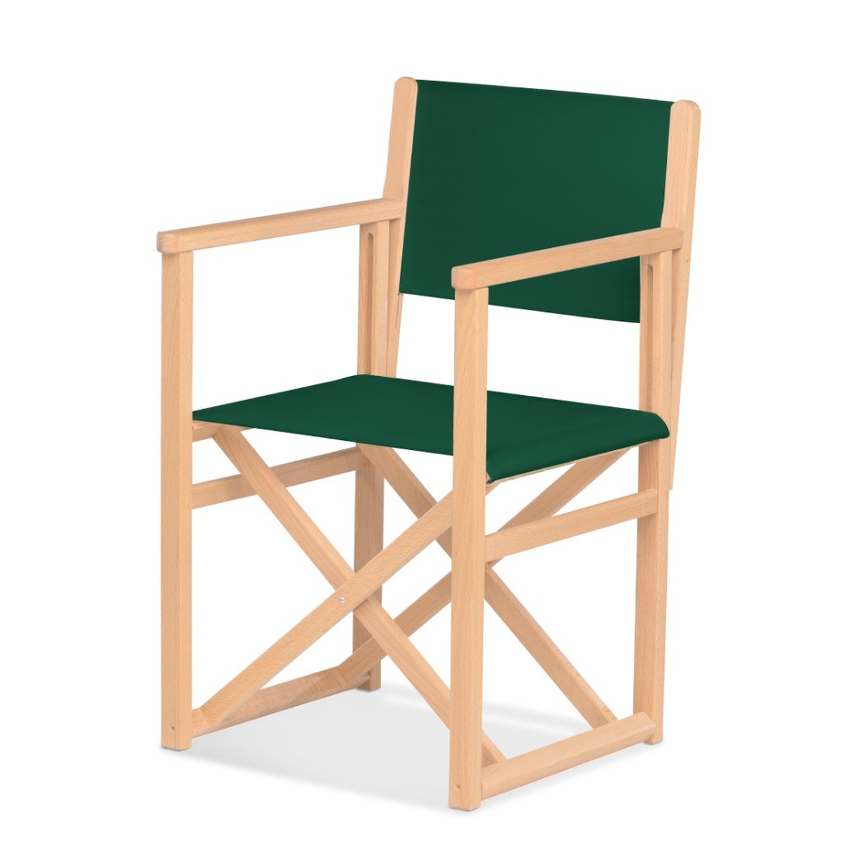 Fauteuil metteur en scène Mallorca — vernis naturel, toile Vert 072