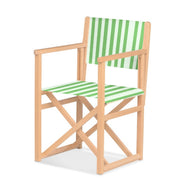 Fauteuil metteur en scène Mallorca — vernis naturel, toile Rayé blanc vert 569