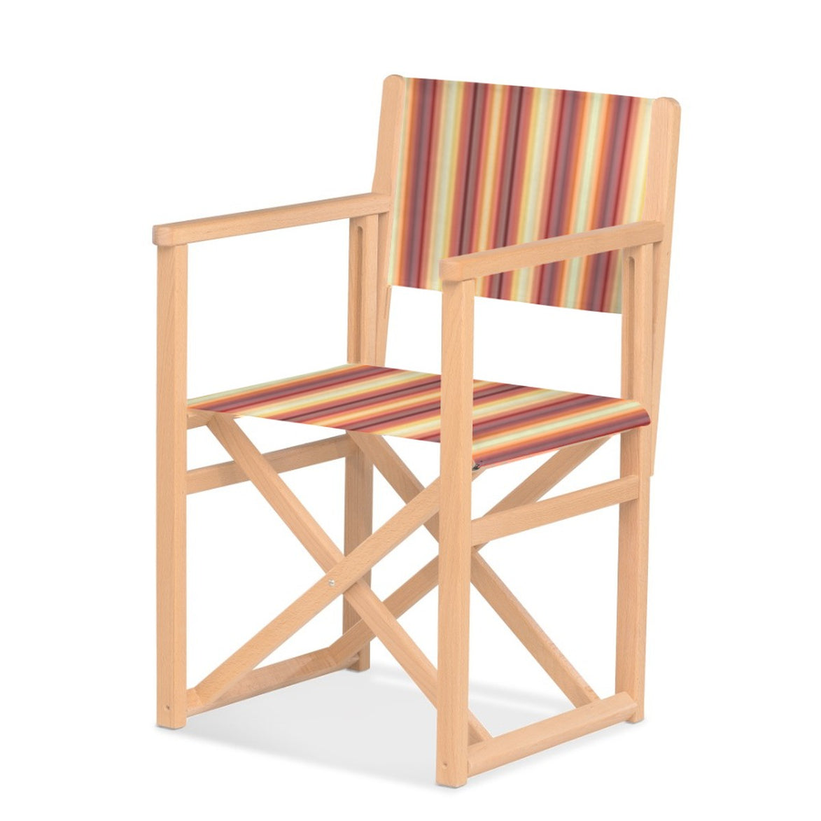 Fauteuil metteur en scène Mallorca — vernis naturel, toile Rayé multicolore 622