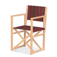 Fauteuil metteur en scène Mallorca — vernis naturel, toile Rayé multicolore rouge 662