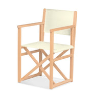 Fauteuil metteur en scène Mallorca — vernis naturel, toile Screen écru