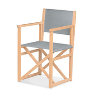 Fauteuil metteur en scène Mallorca — vernis naturel, toile Screen gris
