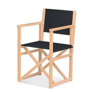Fauteuil metteur en scène Mallorca — vernis naturel, toile Screen noir