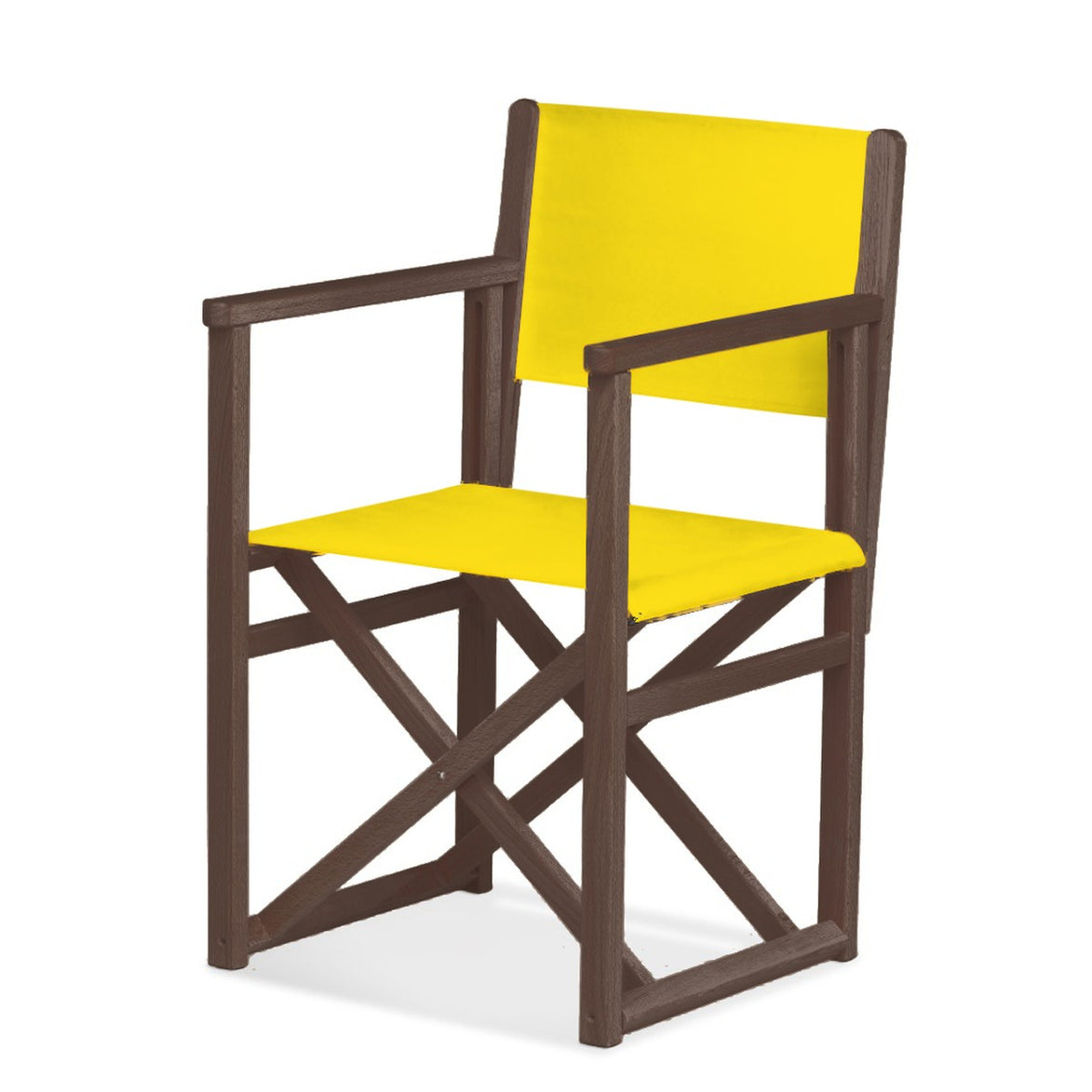 Fauteuil metteur en scène Mallorca — vernis noyer, toile Jaune 003