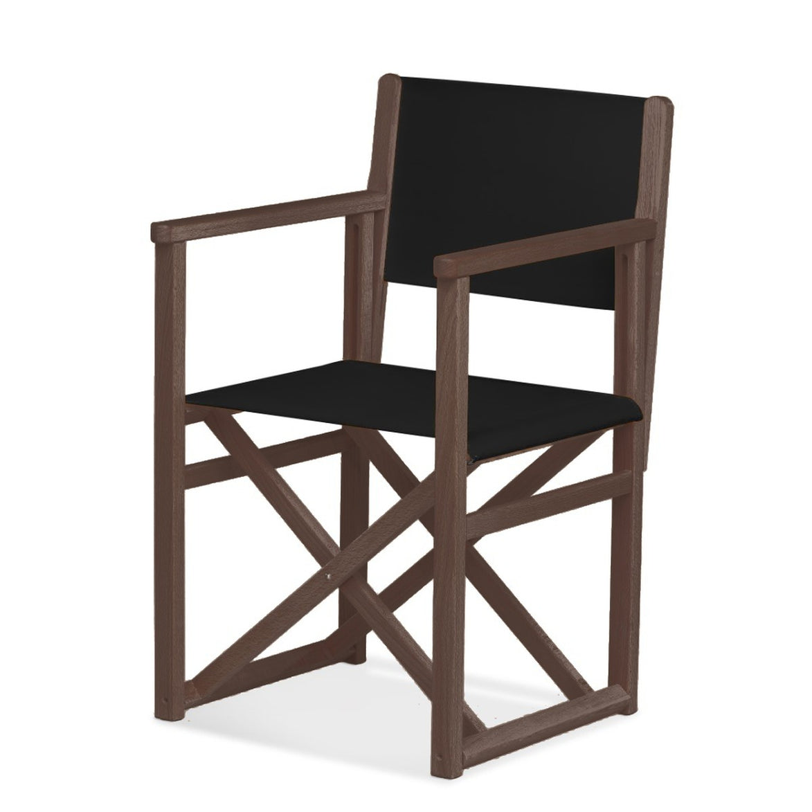 Fauteuil metteur en scène Mallorca — vernis noyer, toile Noir 039