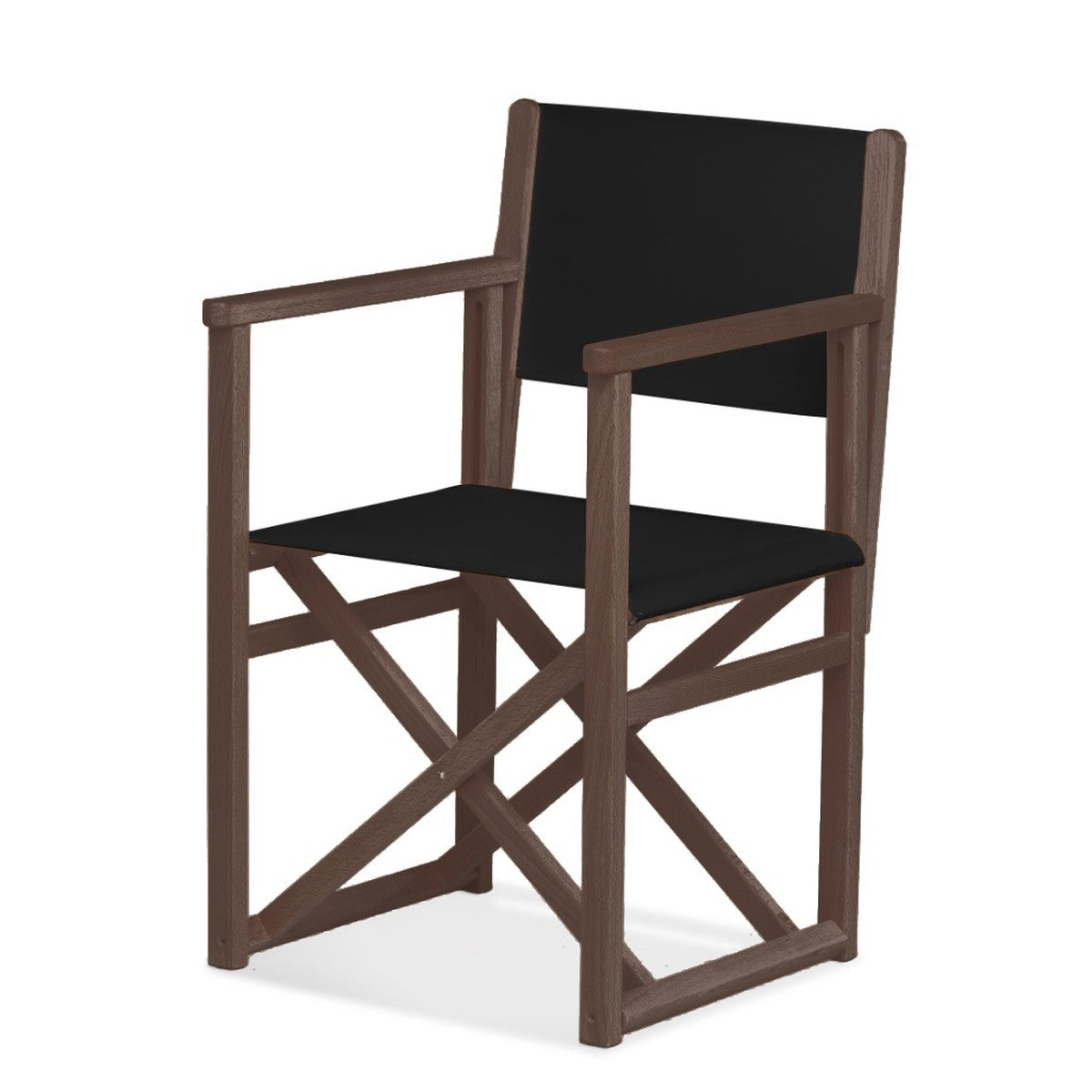 Fauteuil metteur en scène Mallorca — vernis noyer, toile Noir 039