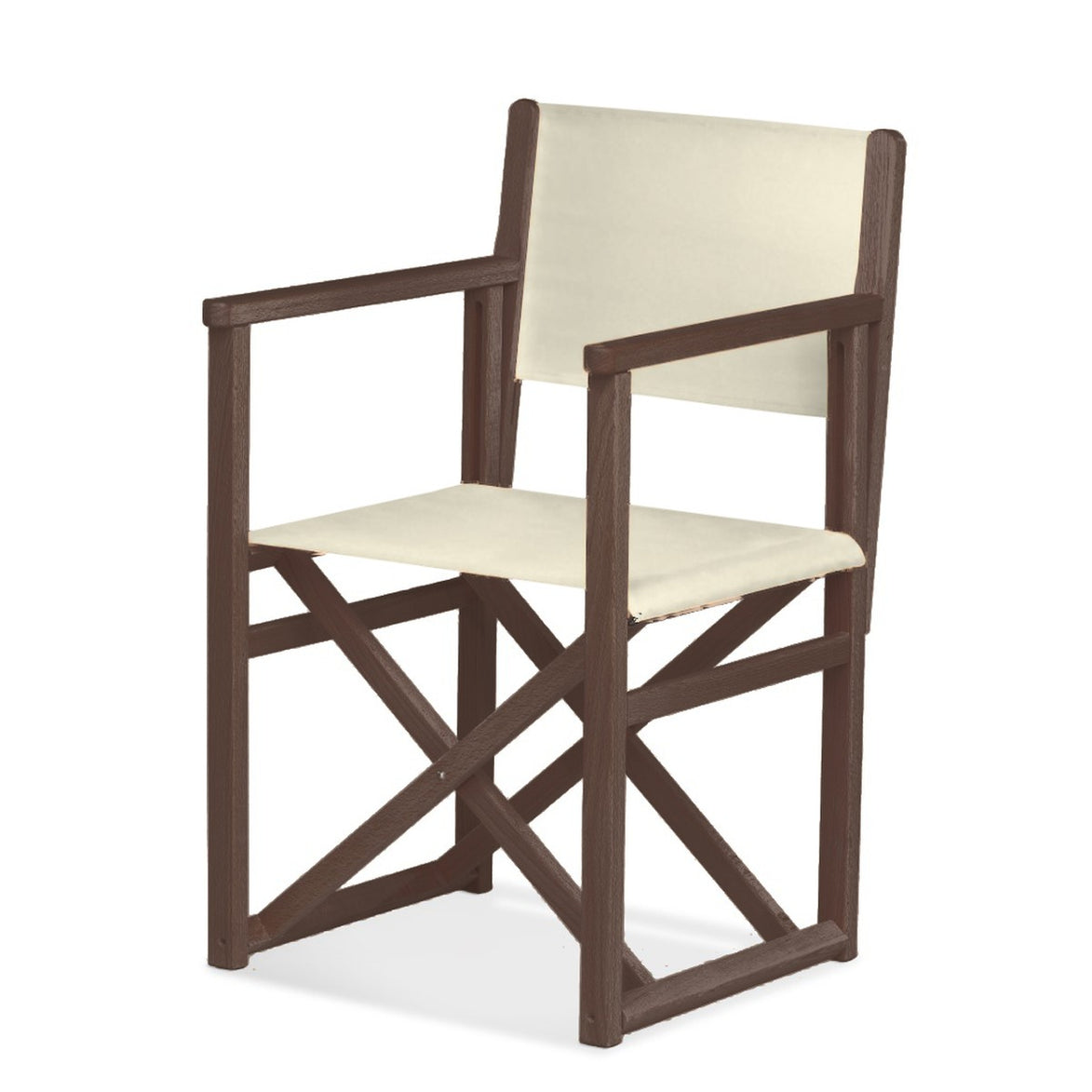 Fauteuil metteur en scène Mallorca — vernis noyer, toile Écru 061