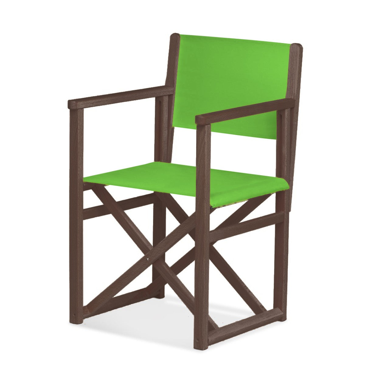Fauteuil metteur en scène Mallorca — vernis noyer, toile Vert pistache 064
