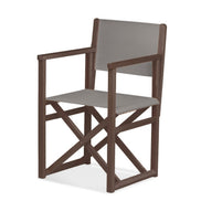 Fauteuil metteur en scène Mallorca — vernis noyer, toile Gris clair 067