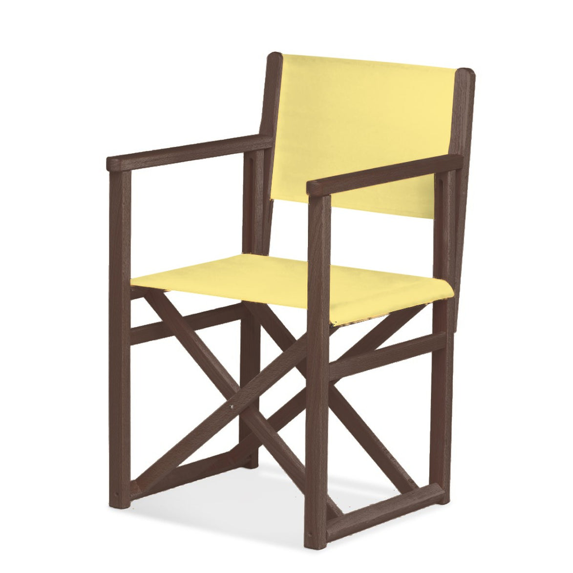 Fauteuil metteur en scène Mallorca — vernis noyer, toile Jaune paille 087