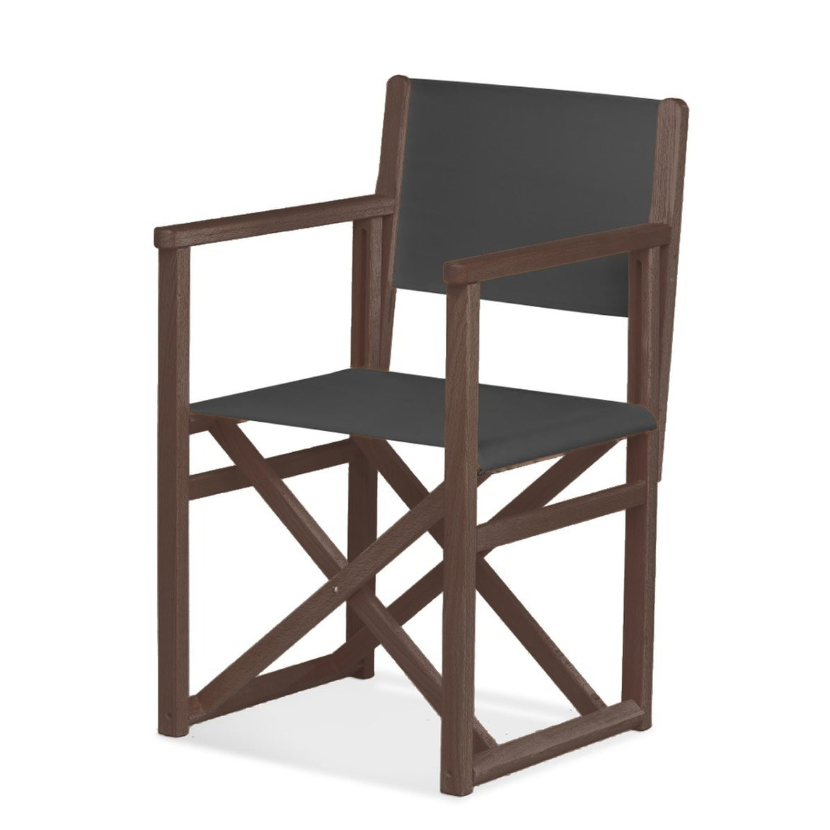 Fauteuil metteur en scène Mallorca — vernis noyer, toile Gris foncé 098