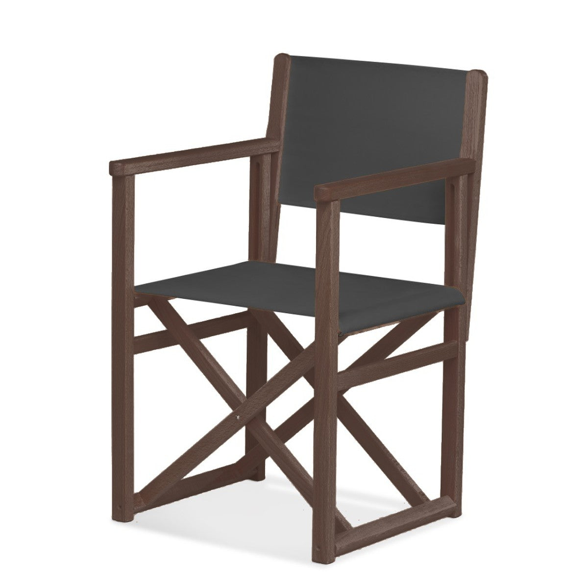 Fauteuil metteur en scène Mallorca — vernis noyer, toile Gris foncé 098