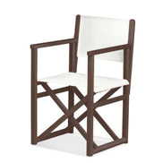 Fauteuil metteur en scène Mallorca — vernis noyer, toile Screen blanc