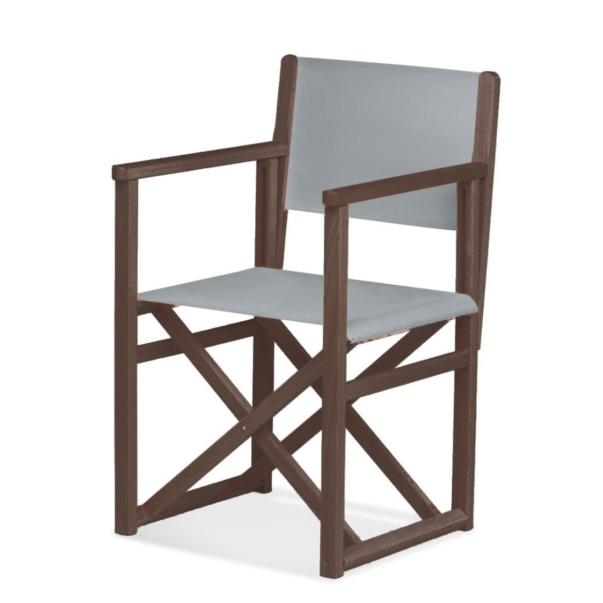 Fauteuil metteur en scène Mallorca — vernis noyer, toile Screen gris