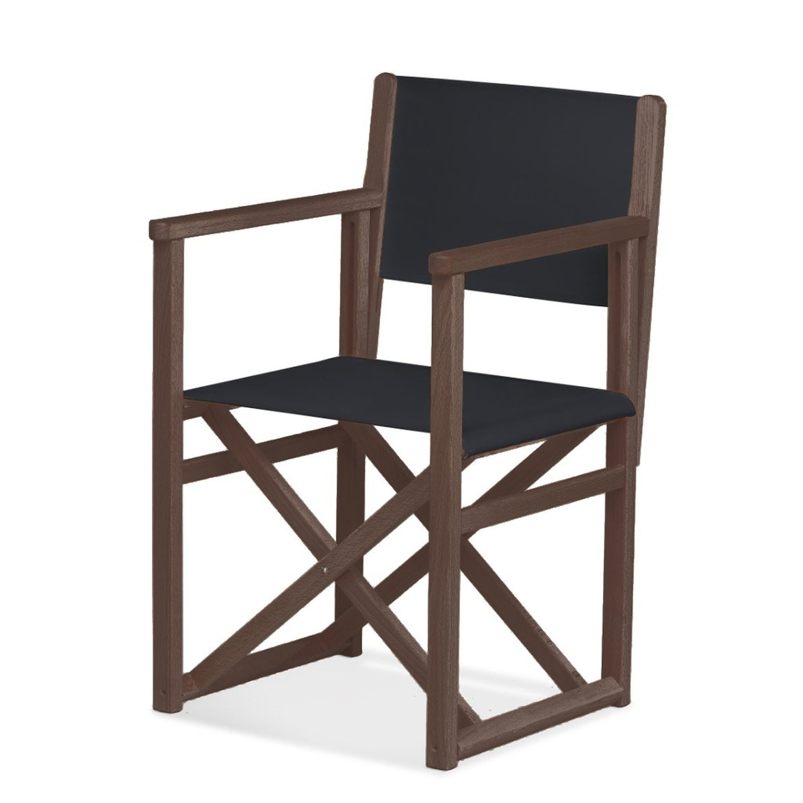Fauteuil metteur en scène Mallorca — vernis noyer, toile Screen noir