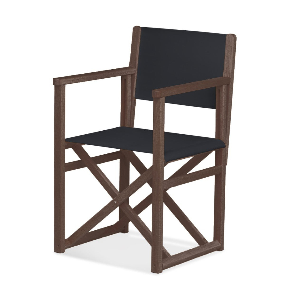 Fauteuil metteur en scène Mallorca — vernis noyer, toile Screen noir