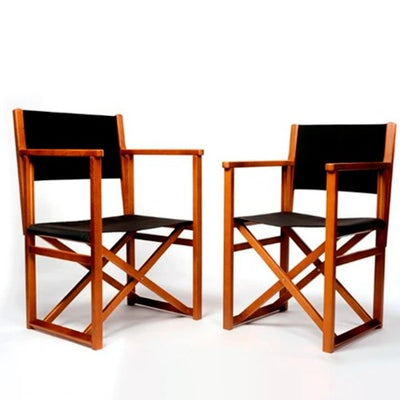Fauteuils metteur en scène Mallorca XL en bois verni, toile noire