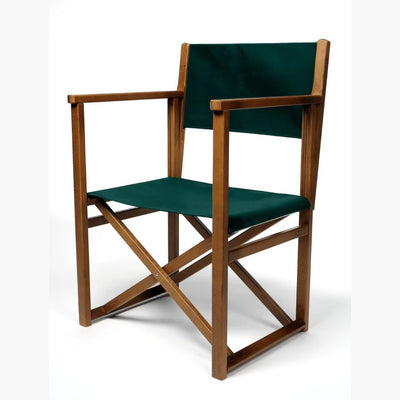 Fauteuil metteur en scène Mallorca XL vernis noyer, toile verte