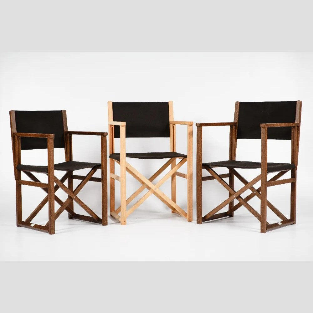 Fauteuils metteur en scène Mallorca XL : finitions bois et toiles noires