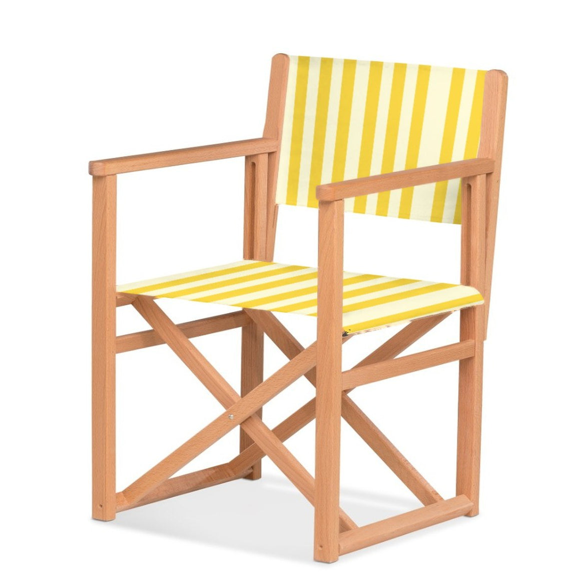 Fauteuil metteur en scène Mallorca XL — huile de lin, toile Rayé blanc jaune 011