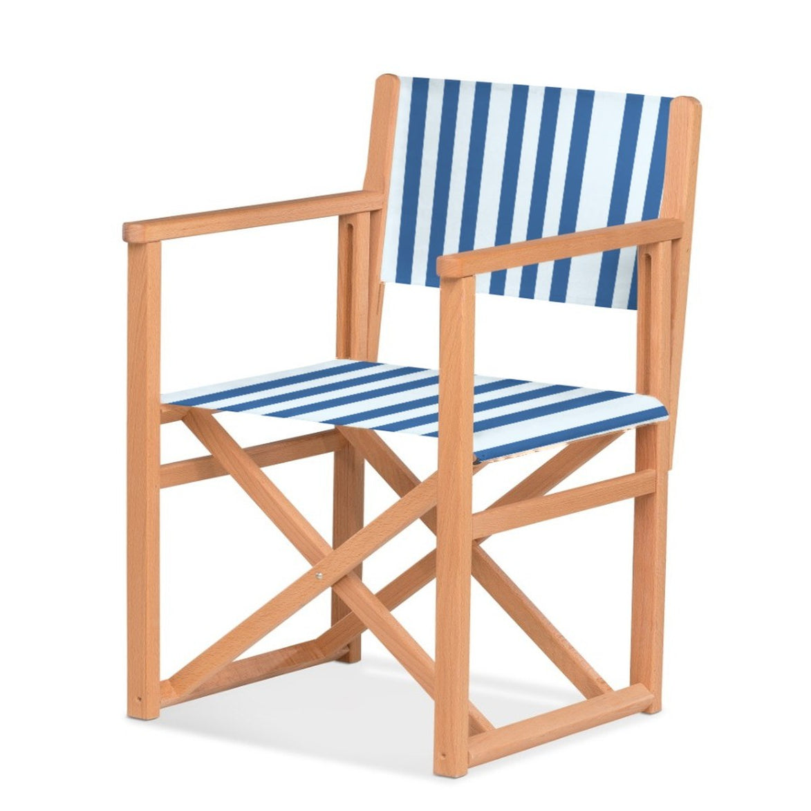 Fauteuil metteur en scène Mallorca XL — huile de lin, toile Rayé blanc bleu 012