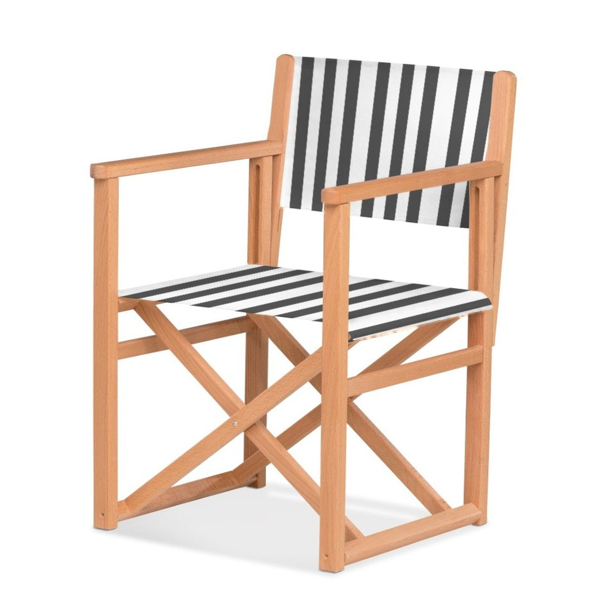 Fauteuil metteur en scène Mallorca XL — huile de lin, toile Rayé blanc noir 014