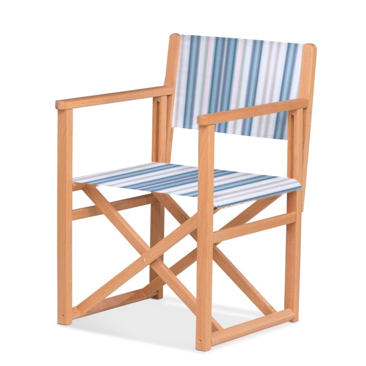 Fauteuil metteur en scène Mallorca XL — huile de lin, toile Rayé multicolore bleu 153