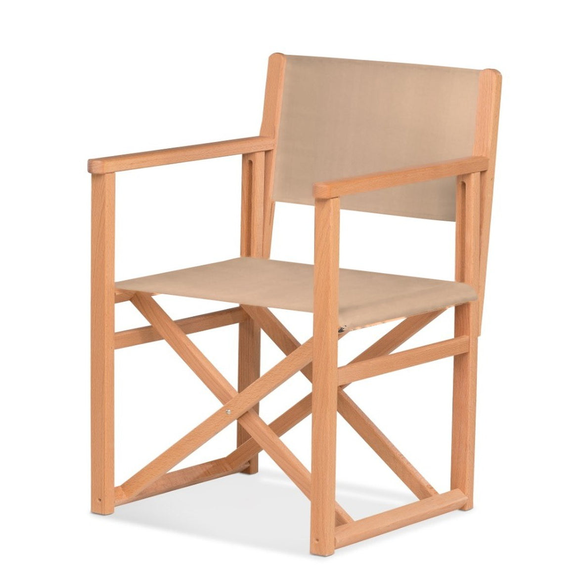 Fauteuil metteur en scène Mallorca XL — huile de lin, toile Rayé beige écru 512