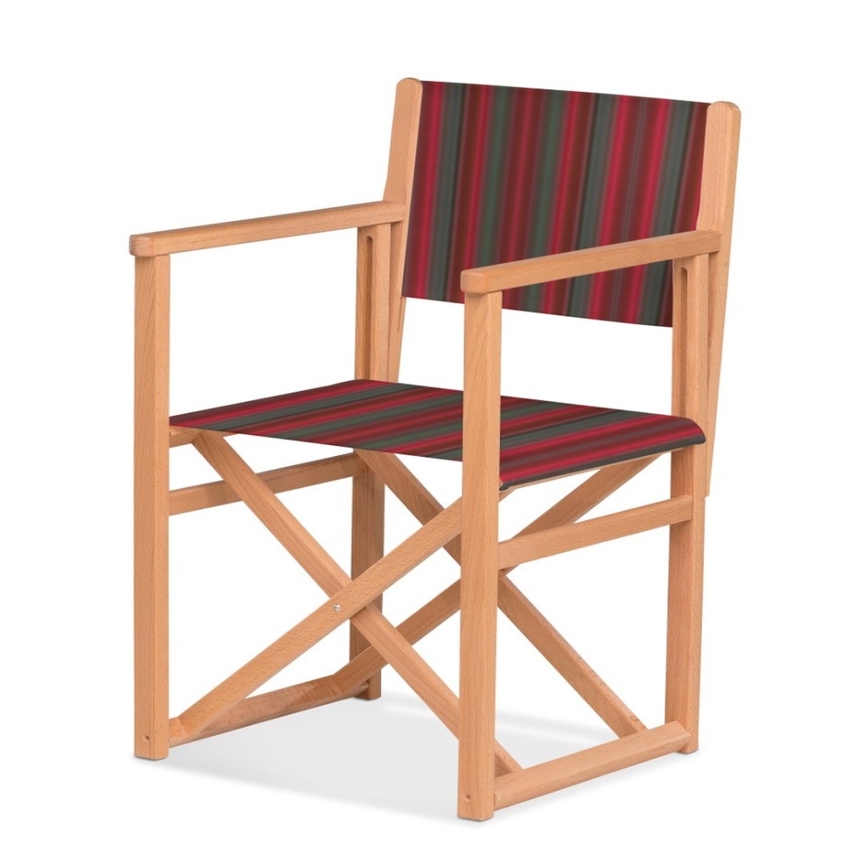 Fauteuil metteur en scène Mallorca XL — huile de lin, toile Rayé multicolore rouge 662