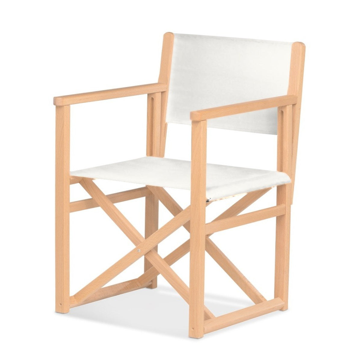 Fauteuil metteur en scène Mallorca XL — vernis naturel, toile Blanc 001