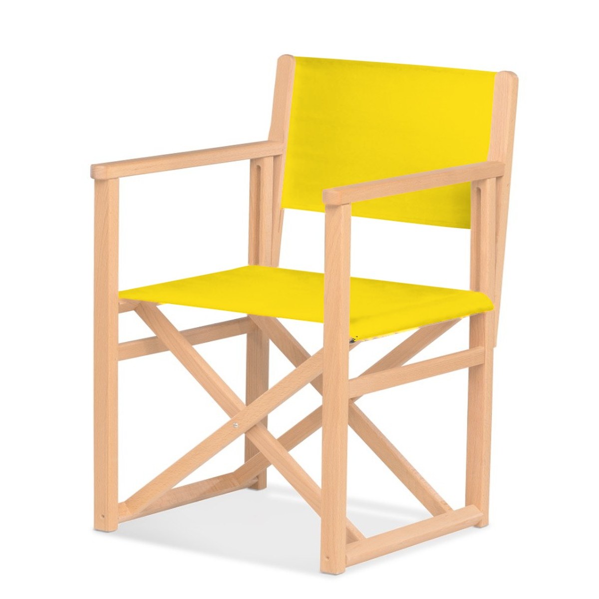 Fauteuil metteur en scène Mallorca XL — vernis naturel, toile Jaune 003
