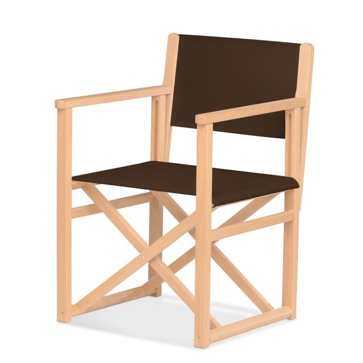 Fauteuil metteur en scène Mallorca XL — vernis naturel, toile Marron 005