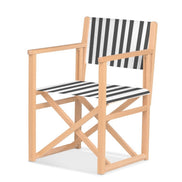 Fauteuil metteur en scène Mallorca XL — vernis naturel, toile Rayé blanc noir 014