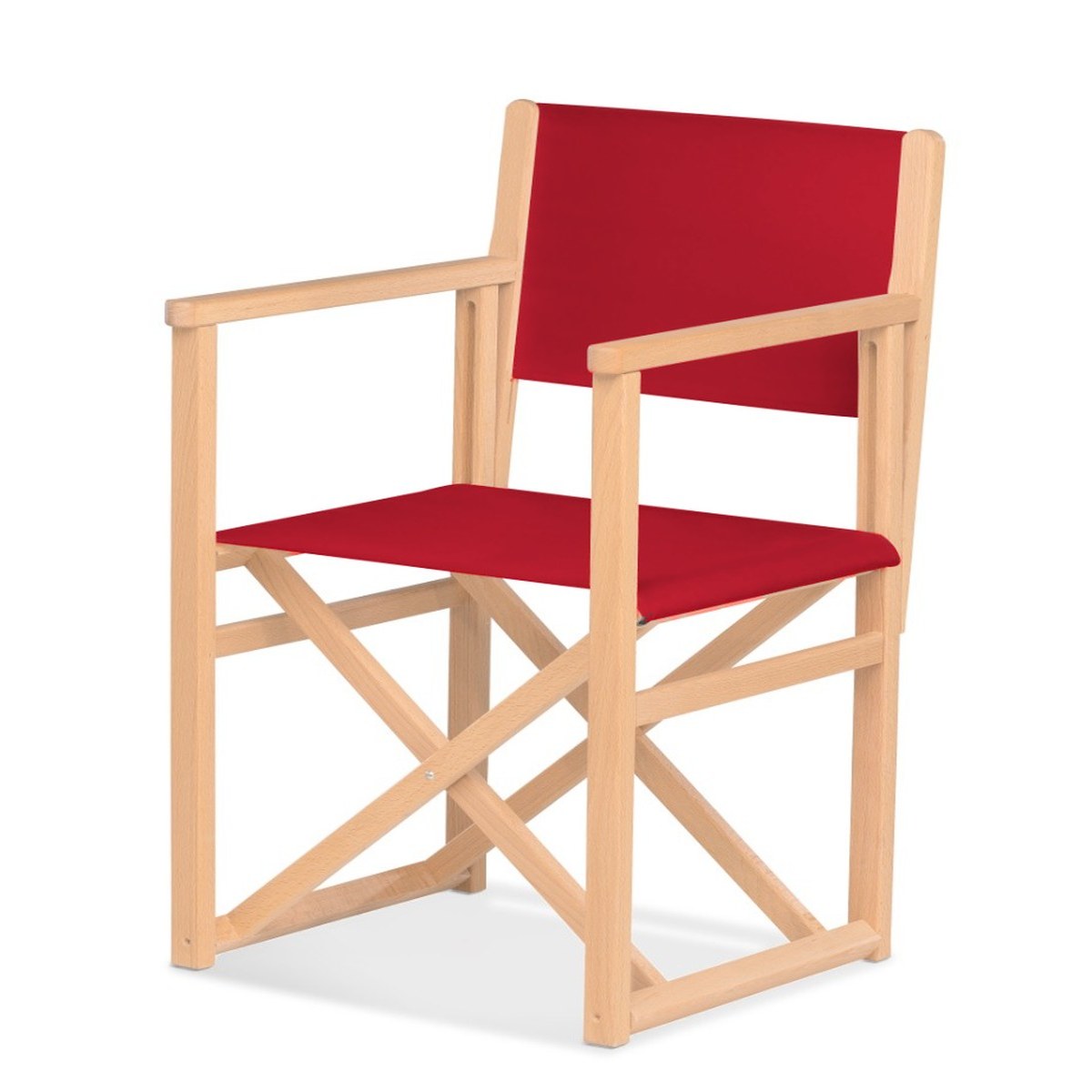 Fauteuil metteur en scène Mallorca XL — vernis naturel, toile Rouge 035
