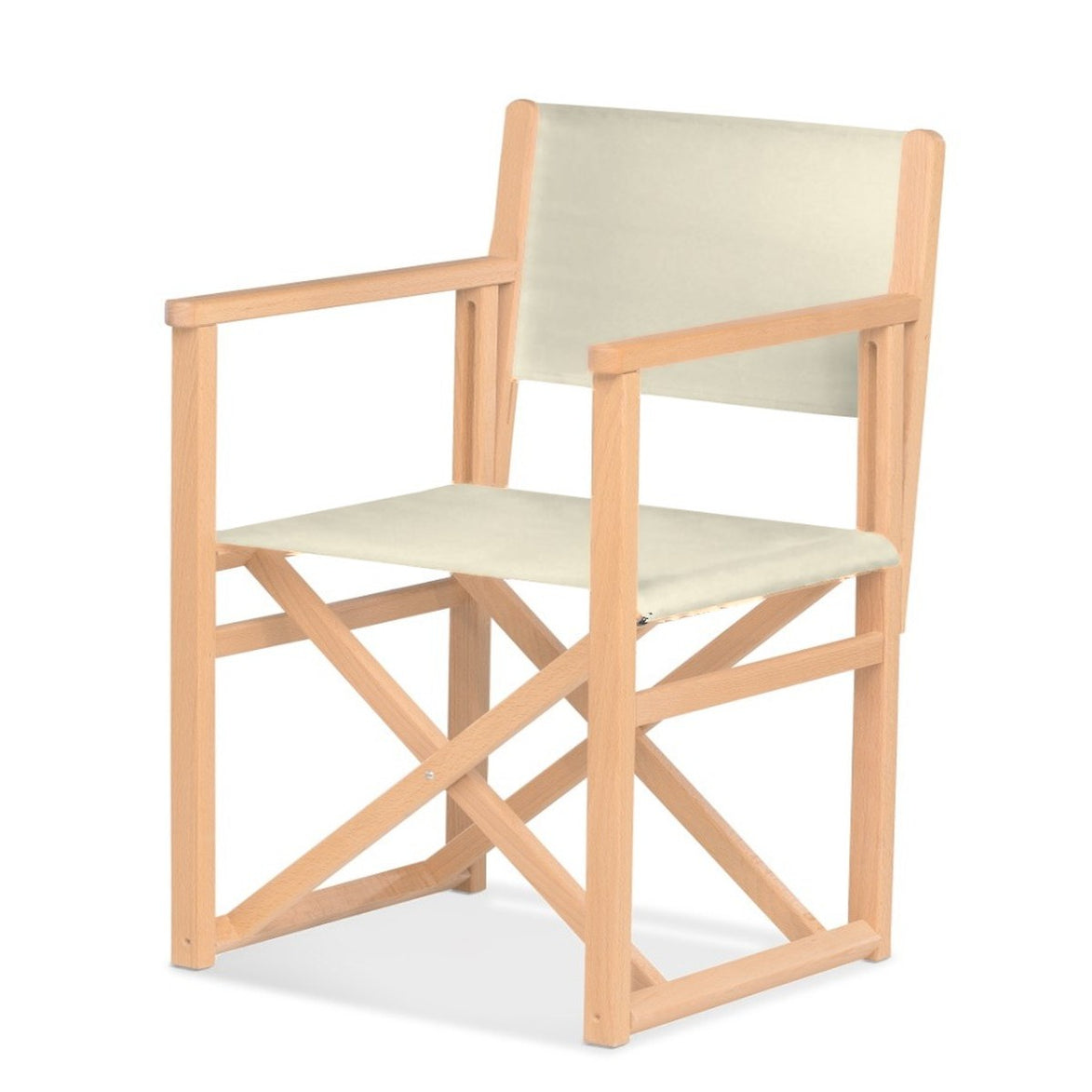 Fauteuil metteur en scène Mallorca XL — vernis naturel, toile Écru 061