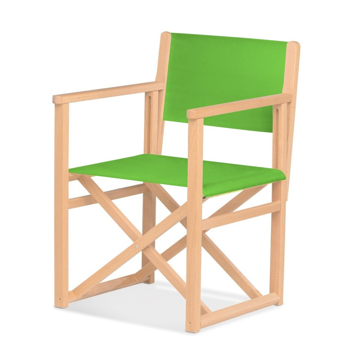 Fauteuil metteur en scène Mallorca XL — vernis naturel, toile Vert pistache 064