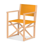 Fauteuil metteur en scène Mallorca XL — vernis naturel, toile Mandarine 066
