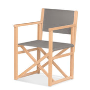 Fauteuil metteur en scène Mallorca XL — vernis naturel, toile Gris clair 067
