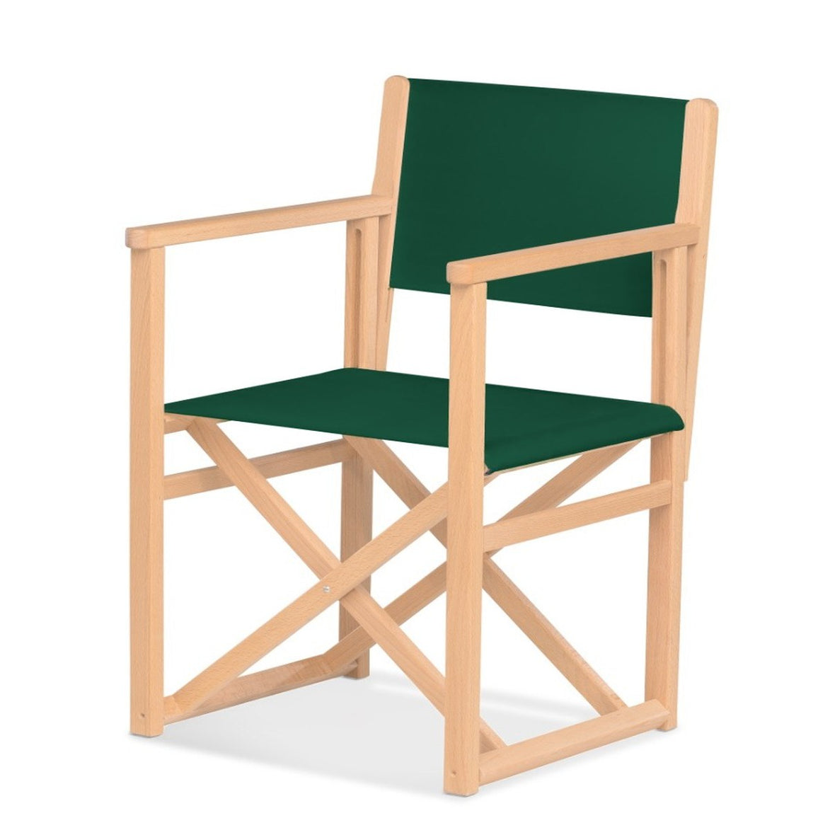 Fauteuil metteur en scène Mallorca XL — vernis naturel, toile Vert 072