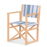 Fauteuil metteur en scène Mallorca XL — vernis naturel, toile Rayé multicolore bleu 153