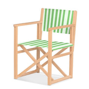 Fauteuil metteur en scène Mallorca XL — vernis naturel, toile Rayé blanc vert 569